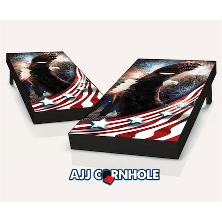 Mkf Collection By Mia K. Farrow Bald Eagle Fireworks Theme Cornhole Set with Bags - 8 x 24 x 48 in. 107-BaldEagleFireworks